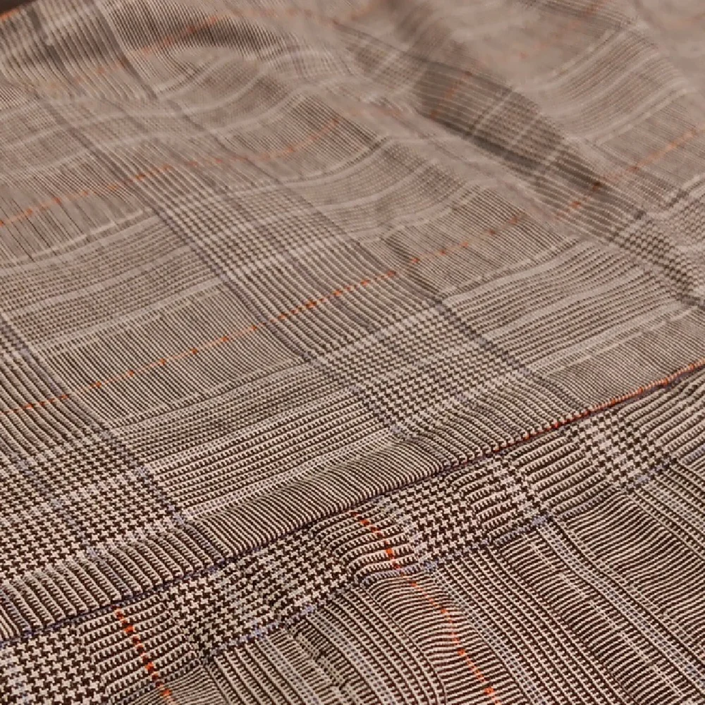 Elie Tahari Grey With Orange Details Pleated Plaid Mini Skirt